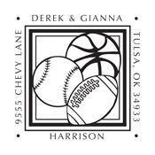 Three-Sport Family Address Stamp CS-10026