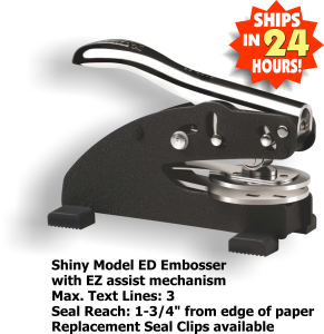 1-5/8in. Round, Customizable Desk Embossing Seal With Basic Cross Logo